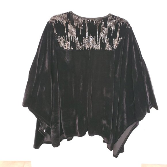 Marc New York Andrew Marc Velvet Sequin Bat Wing Open Cardigan One Size - Picture 10 of 13
